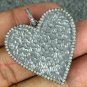 Heart Pendant Pave Diamond 925 Silver Diamond Pendant Necklace Hammered Pendant.