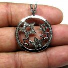 Pave Diamond Star Necklace 925 Silver Diamond Round Star Pendant Handmade Gift.