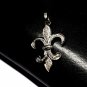 Pave Diamond Fleur De Lis Pendant 925 Silver Lily Diamond Charm Pendant Gift.