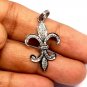 Pave Diamond Fleur De Lis Pendant 925 Silver Lily Diamond Charm Pendant Gift.