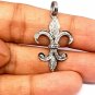 Pave Diamond Fleur De Lis Pendant 925 Silver Lily Diamond Charm Pendant Gift.