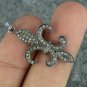 Pave Diamond Fleur De Lis Pendant 925 Silver Lily Diamond Charm Pendant Gift.