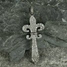 Pave Diamond Lily Pendant 925 Silver Diamond Fleur De Lis Charm Pendant Gift. Pave Diamond Lily Pendant 925 Silver Diamond Fleur De Lis Charm Pendant Gift.