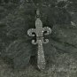 Pave Diamond Lily Pendant 925 Silver Diamond Fleur De Lis Charm Pendant Gift.