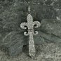 Pave Diamond Lily Pendant 925 Silver Diamond Fleur De Lis Charm Pendant Gift.