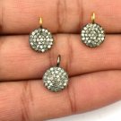 Pave Diamond Round Disc Pendant 925 Silver Diamond Double Bail Pendant Gift.
