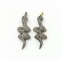 Pave Diamond Snake Charm 925 Silver Diamond Findings Jewelry Making.