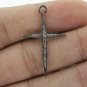Pave Diamond Cross Pendant 925 Sterling Silver Jewelry Additional Findings Gift.