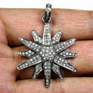 Pave Diamond Starburst Necklace 925 Silver Diamond Star Pendant Handmade Gift.