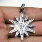Pave Diamond Starburst Necklace 925 Silver Diamond Star Pendant Handmade Gift.