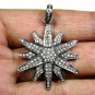 Pave Diamond Starburst Necklace 925 Silver Diamond Star Pendant Handmade Gift.