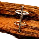 Pave Diamond Bar Ring 925 Silver Diamond Minimalist Ring Anniversary Ring Gift.