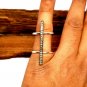 Pave Diamond Bar Ring 925 Silver Diamond Minimalist Ring Anniversary Ring Gift.
