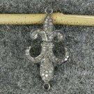 Pave Diamond Fleur De Lis Pendant 925 Silver Diamond Lily Pendant Gift Charm.