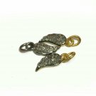 Pave Diamond Feather Charm Pendant 925 Silver Diamond Bail Pendant Birthday Gift