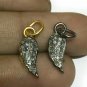 Pave Diamond Feather Charm Pendant 925 Silver Diamond Bail Pendant Birthday Gift