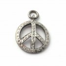 Pave Diamond Peace Charm Pendant 925 Sterling Silver Additional Finding Supply.