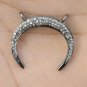 Pave Diamond Crescent Moon Pendant 925 Silver Diamond Horn Charm Pendant Gift.