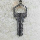 Key Pendant Pave Diamond 925 Silver Designer Key Necklace Jewelry Birthday Gift. Key Pendant Pave Diamond 925 Silver Designer Key Necklace Jewelry Birthday Gift.