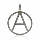 Pave Diamond Initial Pendant 925 Silver Diamond Alphabet Pendant Charm Gift.