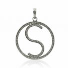 Pave Diamond Initial Pendant 925 Silver Diamond Alphabet Anniversary Gift Charm.