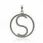 Pave Diamond Initial Pendant 925 Silver Diamond Alphabet Anniversary Gift Charm.