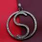 Pave Diamond Initial Pendant 925 Silver Diamond Alphabet Anniversary Gift Charm.