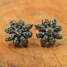 Pave Diamond Flower Stud Earring 925 Silver Minimalist Diamond Floral Earring. Pave Diamond Flower Stud Earring 925 Silver Minimalist Diamond Floral Earring.