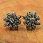 Pave Diamond Flower Stud Earring 925 Silver Minimalist Diamond Floral Earring.