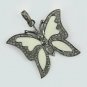 Pave Diamond Butterfly Pendant Enamel Butterfly Charm 925 Sterling Silver Gift.