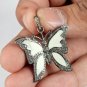 Pave Diamond Butterfly Pendant Enamel Butterfly Charm 925 Sterling Silver Gift.