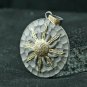 Round Sun Pendant Pave Diamond Jewelry 925 Silver Birthday Gift Charm For Her.