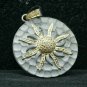 Round Sun Pendant Pave Diamond Jewelry 925 Silver Birthday Gift Charm For Her.