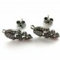 Pave Diamond Minimalist Stud Earring 925 Silver Diamond Leaf Earring Charm N1.