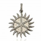 Sunburst Pendant 925 Silver Pave Diamond Sun Pendant Birthday Gift For Him. Sunburst Pendant 925 Silver Pave Diamond Sun Pendant Birthday Gift For Him.