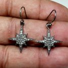 Pave Diamond Star Burst Earring 925 Silver Diamond Birthday Charm Earring Gift.