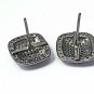 Pave Diamond Square Stud Earring 925 Silver Diamond Tops Valentines Earring Gift