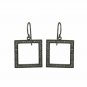 Pave Diamond Square Charm Hook Earring 925 Silver Diamond Minimalist Earring.