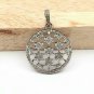Pave Diamond Star Round Pendant 925 Silver Victorian Style Diamond Pendant.