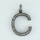 Initial Pendant Pave Diamond Name Necklace 925 Silver Diamond Alphabet Charm.