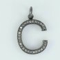 Initial Pendant Pave Diamond Name Necklace 925 Silver Diamond Alphabet Charm.