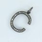 Initial Pendant Pave Diamond Name Necklace 925 Silver Diamond Alphabet Charm.