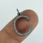 Initial Pendant Pave Diamond Name Necklace 925 Silver Diamond Alphabet Charm.