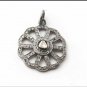 Rose Cut Pave Diamond Flower Charm Pendant 925 Silver Christmas Flower Pendant.