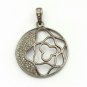 Pave Diamond Flower Design Pendant 925 Silver Diamond Jewelry Graduation Gift.
