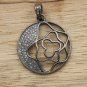 Pave Diamond Flower Design Pendant 925 Silver Diamond Jewelry Graduation Gift.