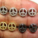 Peace Sign Earring 925 Silver Trendy Earring Pave Diamond Stud Earring Charm.