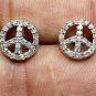 Peace Sign Earring 925 Silver Trendy Earring Pave Diamond Stud Earring Charm.