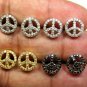 Peace Sign Earring 925 Silver Trendy Earring Pave Diamond Stud Earring Charm.