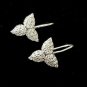 14k Solid Gold Diamond Leaf Ear Wire Bridal Earrings Graduation Jewelry Gift.